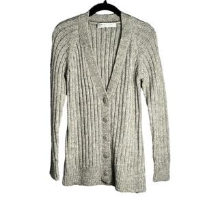 Trina Turk Gray Metallic Buttoned Cardigan Size Small